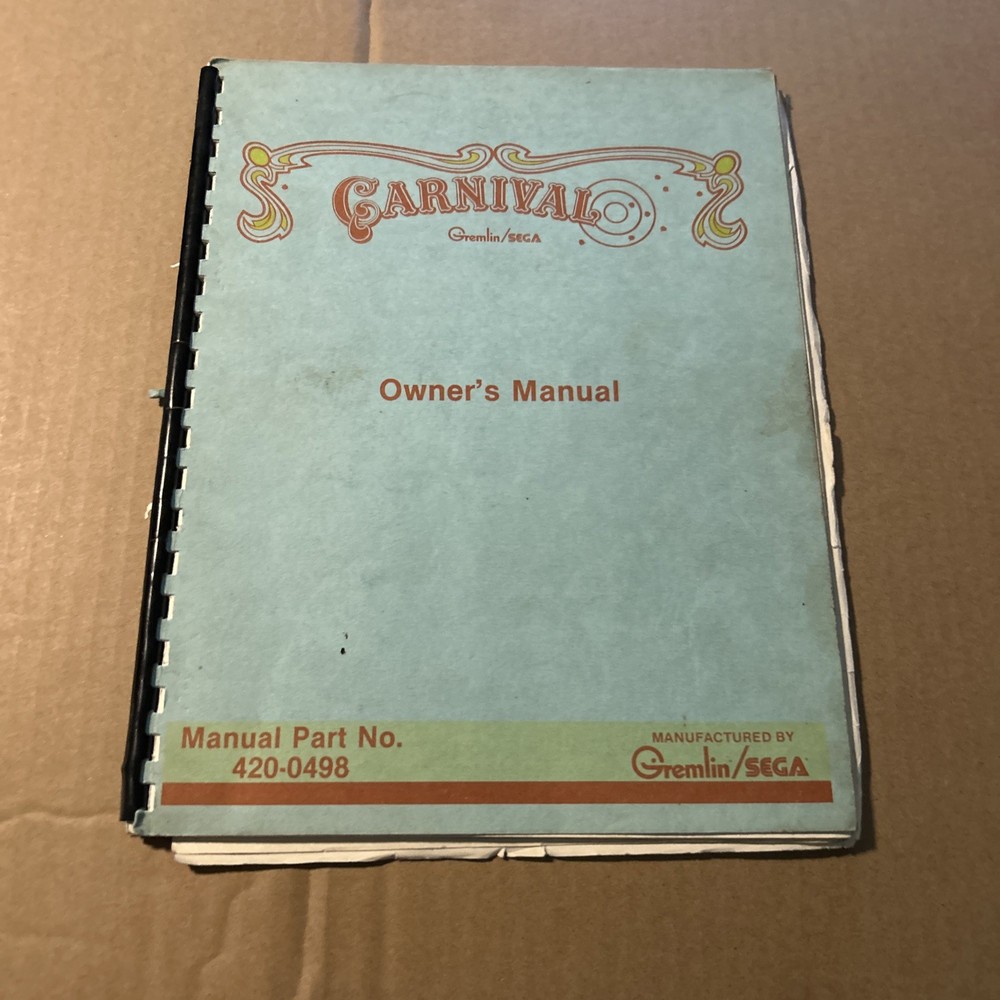 Original Carnival Sega Arcade video game Manual