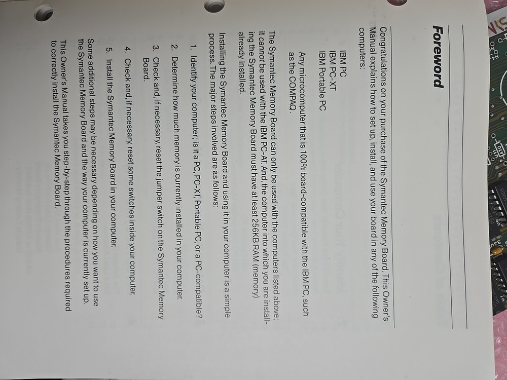 Vintage Symantec 256k Memory Board 01-0104