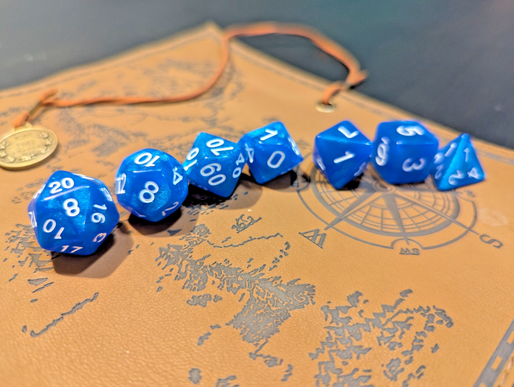 ✨Sparkling Seas✨ 7 Dice Set Poly RPG DnD Dungeons Dragons AD&D Pathfinder d20