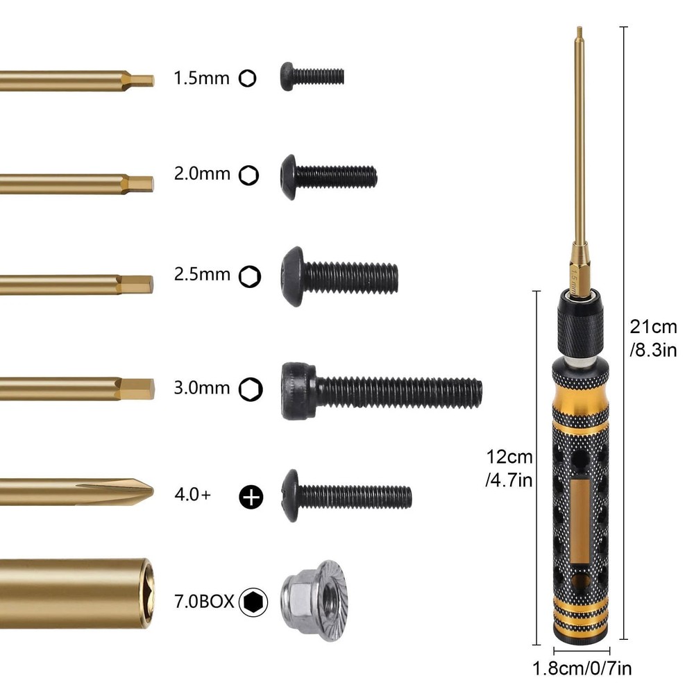 RC Assembly Tool Kit with Hex Bits Nut Screwdriver Cross Driver and Bit Holder