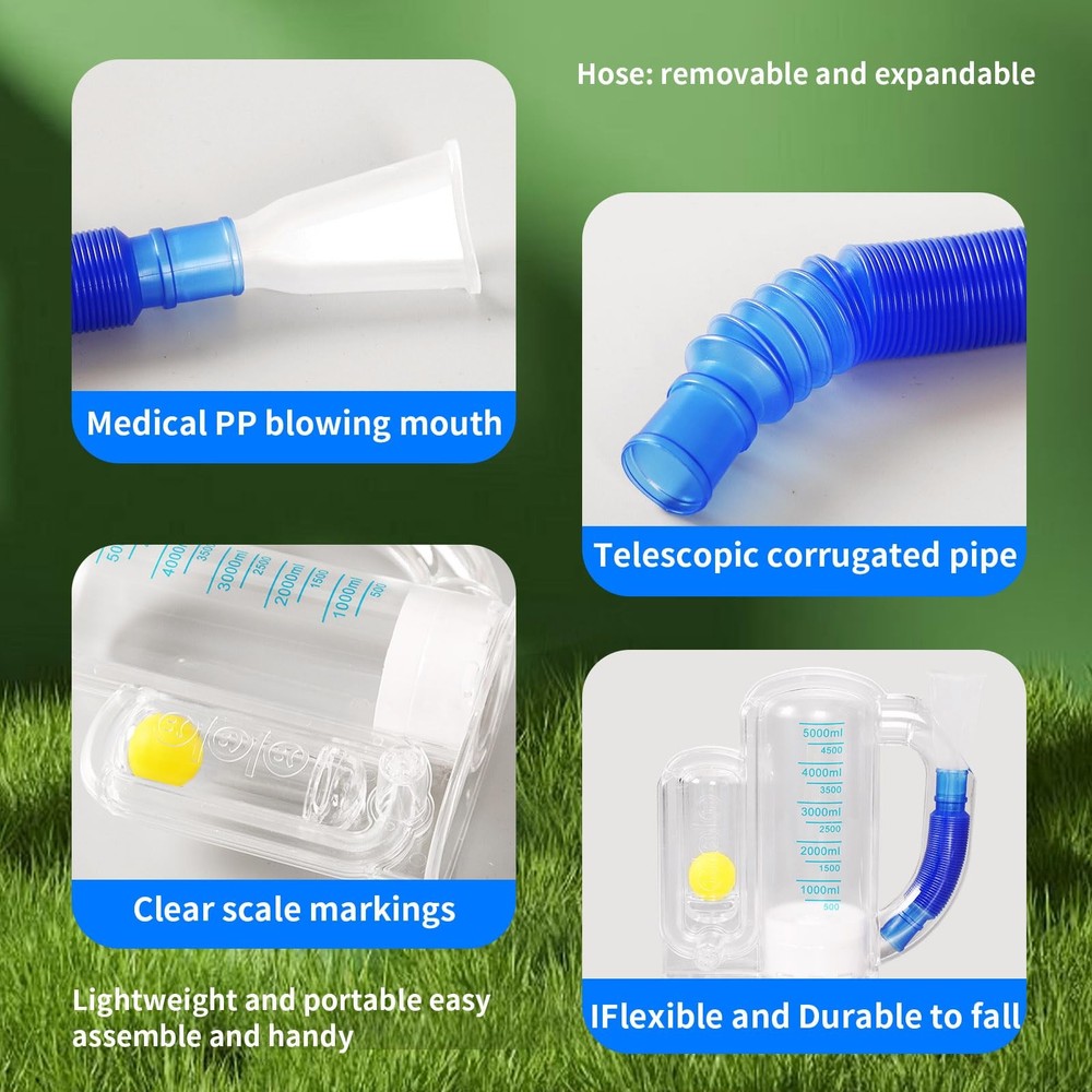 Incentive Spirometer (WHITE02),Breathing Exercise Device for Transparent