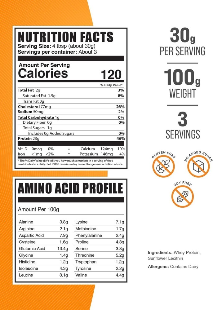 100g Grass-Fed Whey Protein Isolate - 90% Protein Content for Enhanced Recovery