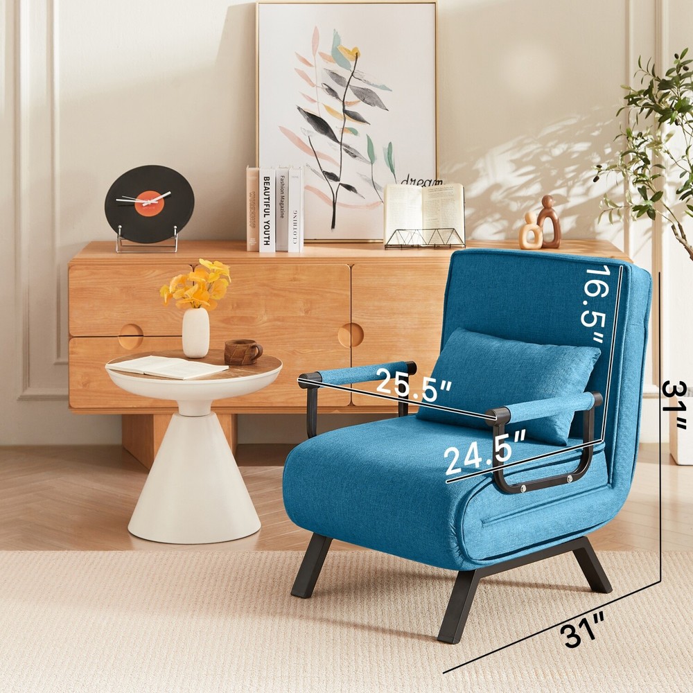 Convertible Sleeper Sofa Bed Single Sofa Bed Folding Sofa Bed w/ Pillow