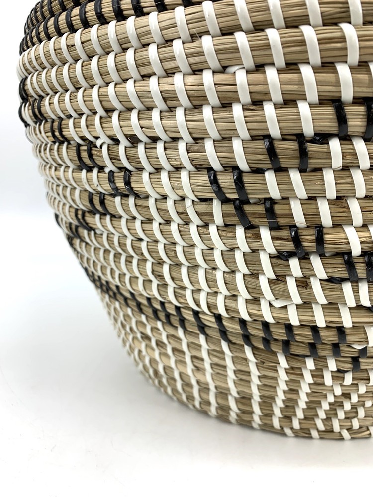 Vintage Large Coiled Diamond Pattern Southwestern Basket Vase