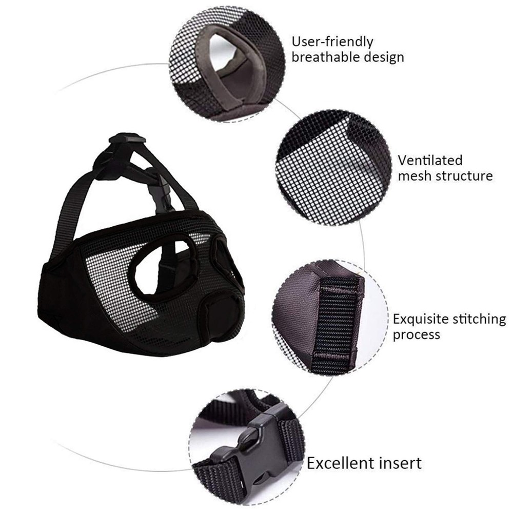 Short Snout Dog Muzzle Adjustable Breathable Mesh Bulldog Training Mask Grey
