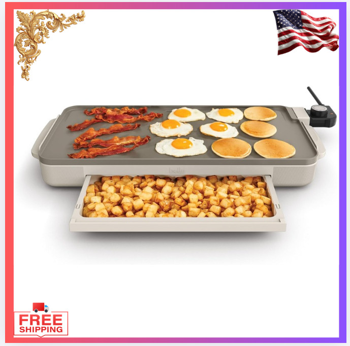 NEW - Electric Griddle with Warming Tray, Ceramic Nonstick Coating