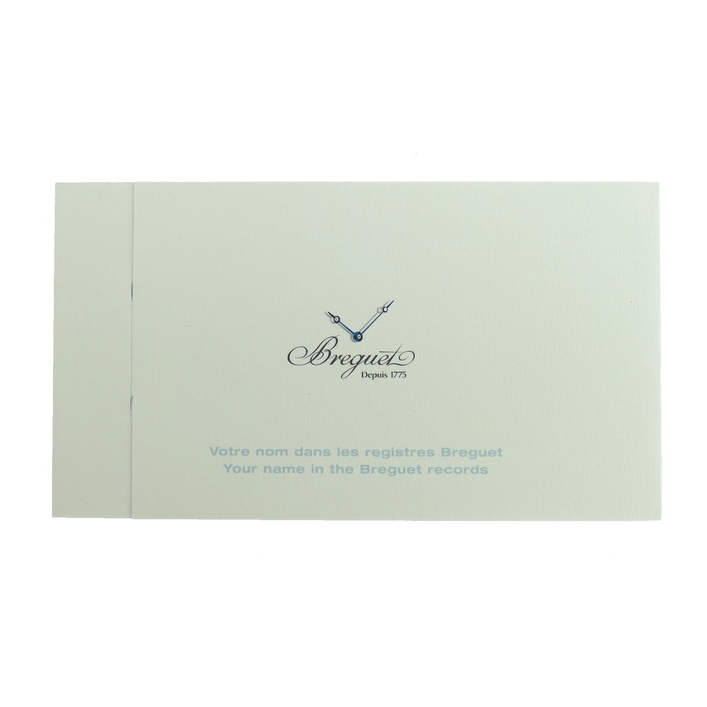 BREGUET RECOMMENDATIONS, CORPORATE RECORDS ENTRY FORM + SLEEVE - OPEN