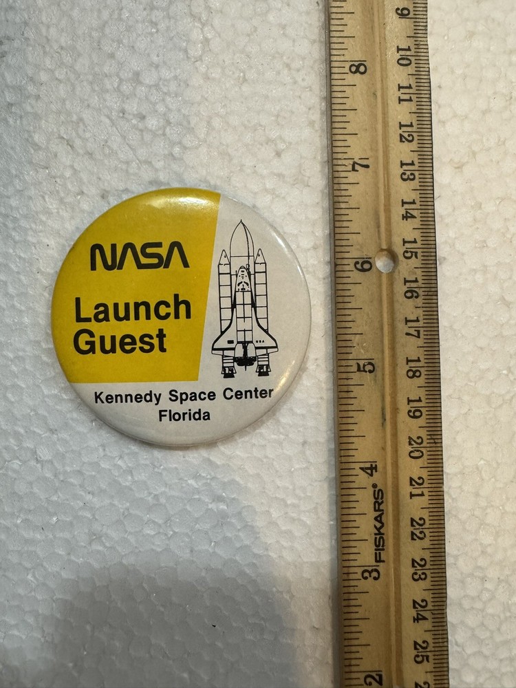 NASA Space shuttle LAUNCH GUEST BUTTON -  Yellow