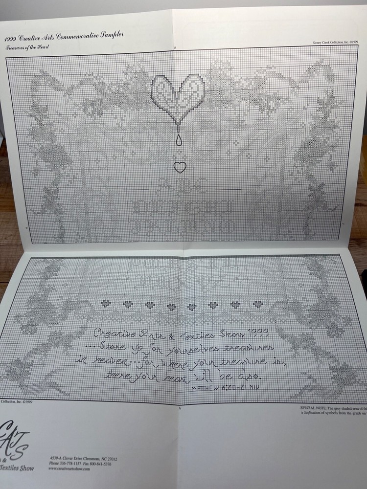 1999 Creative Arts Commemorative Cross-Stitch Sampler Pattern "Treasures
