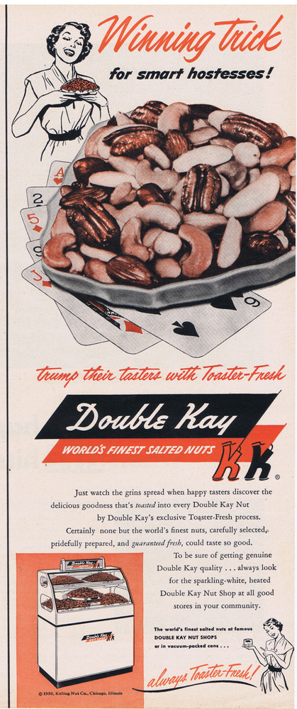 1950 Double Kay Salted Nuts Print Ad