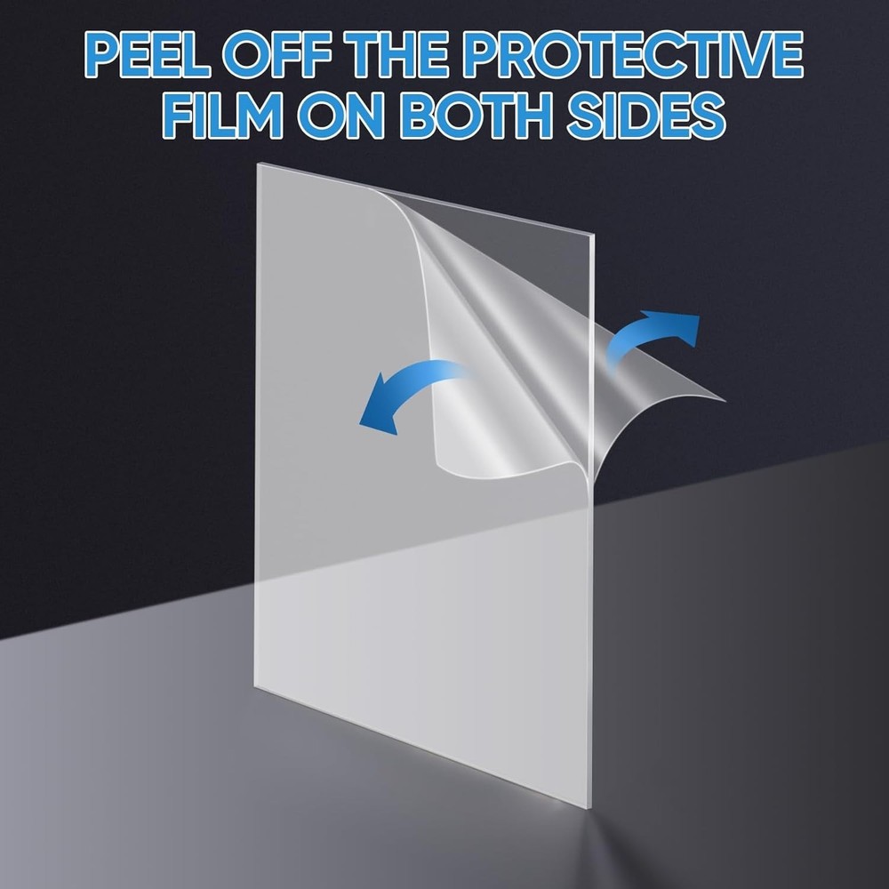 6PK 8 X 10 PET Plexiglass Sheets, Clear Plastic Sheet, Easy to Cut Thin Flexib