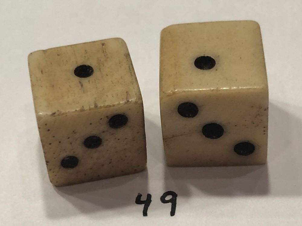 Vintage Pair Bone (Bovine) Dice 7/16”