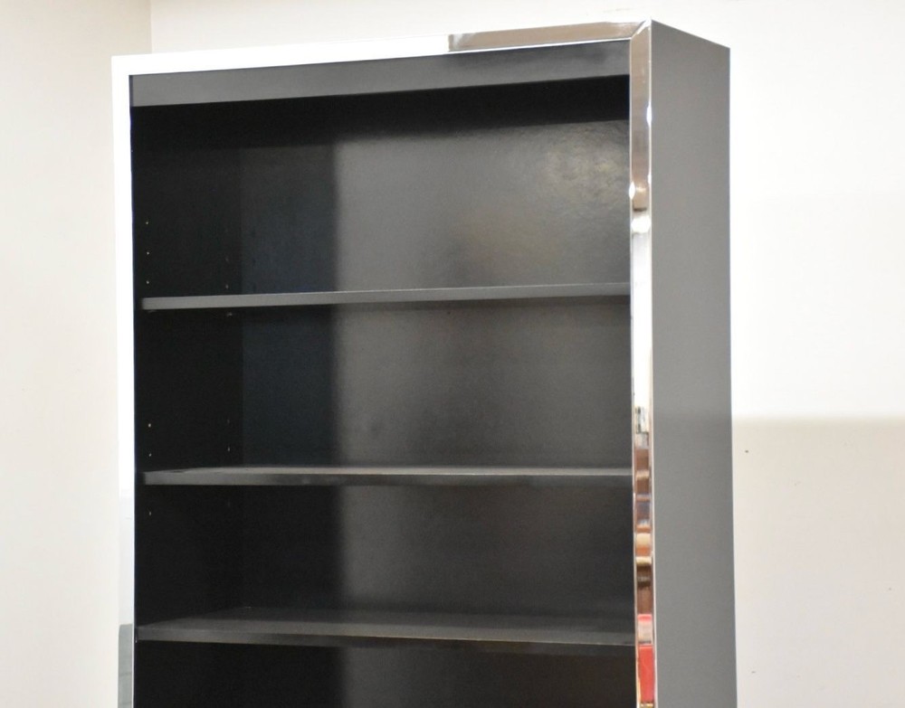 Milo Baughman Style Chrome Rosewood Bookcase John Stuart