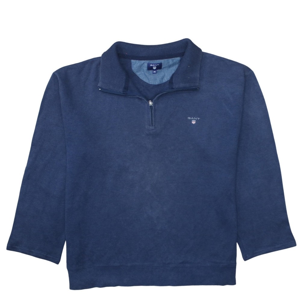 GANT Men’s Blue 2XL 1/4 Zip Cotton Basic Jacket