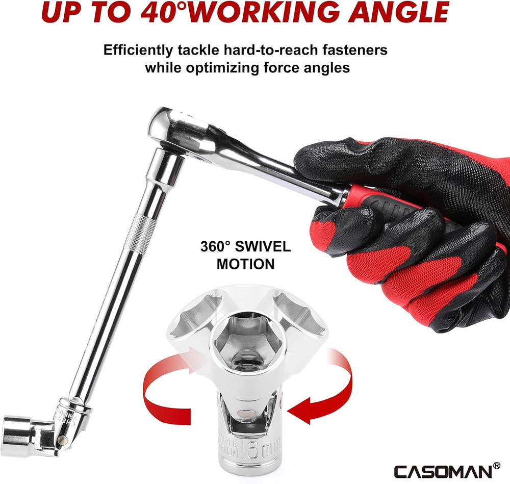 104 PCS 3/8" Drive Master Impact Socket and Flex Socket Set, Include Deep, Mid-L