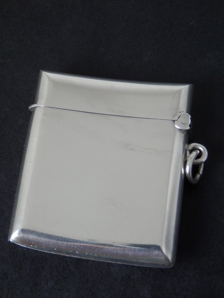 Antique Art Deco Solid Silver Enamel Vesta Case Huntsman Design