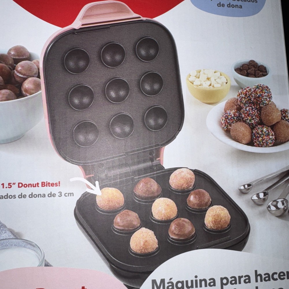 Dash Donut Bite Maker, 9 Donut Bites, Rose NEW