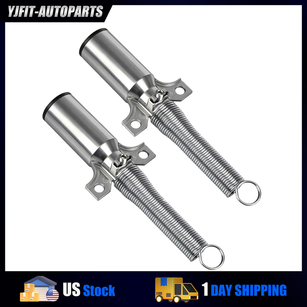 7 Pin Round Trailer Connector Wiring Harness Socket Plug W/Spring Guard 2PCS