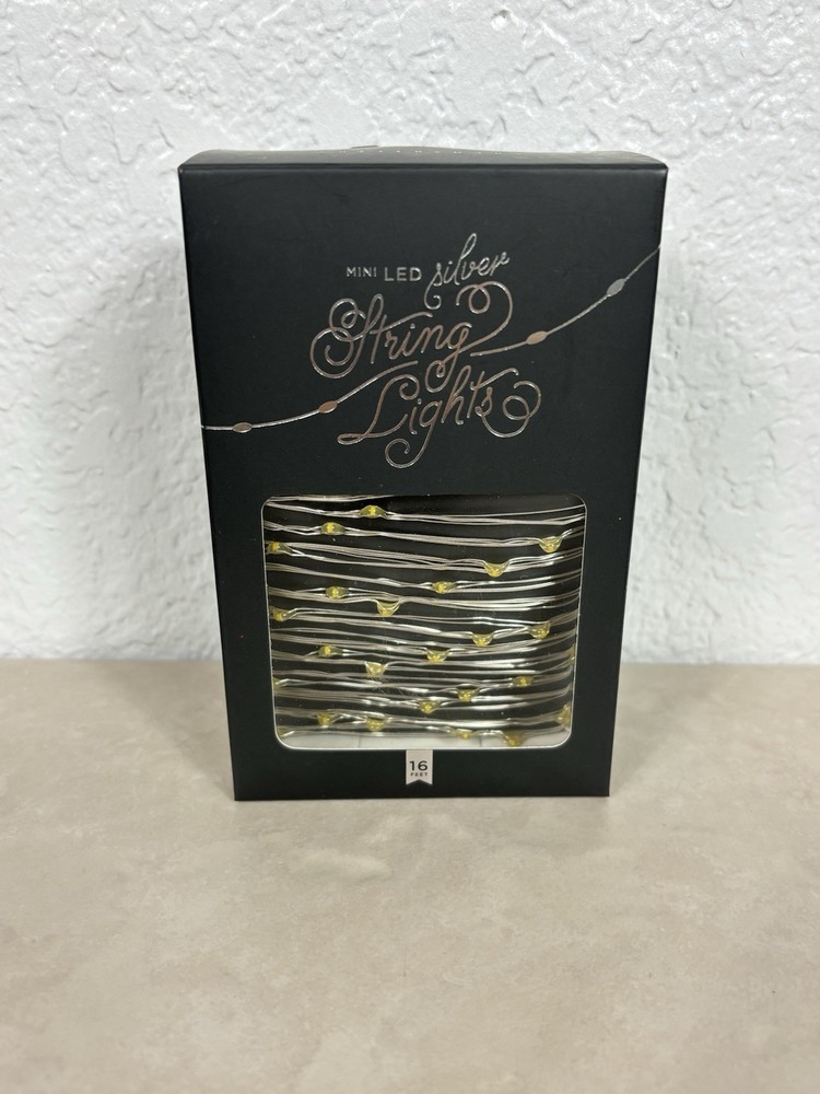 Pottery Barn White Mini LED String Lights 16 Feet NIB/Silver Wire