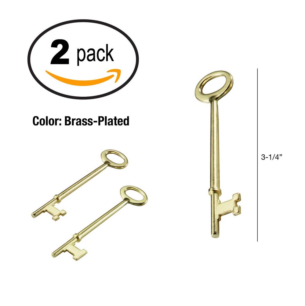 Lucky Line Skeleton Key with Flat Tip & Notched for 2 Pack, Combo (87202)