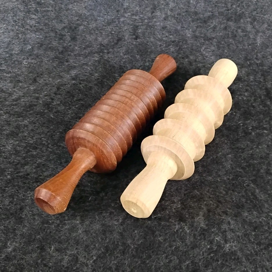 Wood Clay Texture Rollers Ribbed Pottery Tools Hand Roller Lot 2
