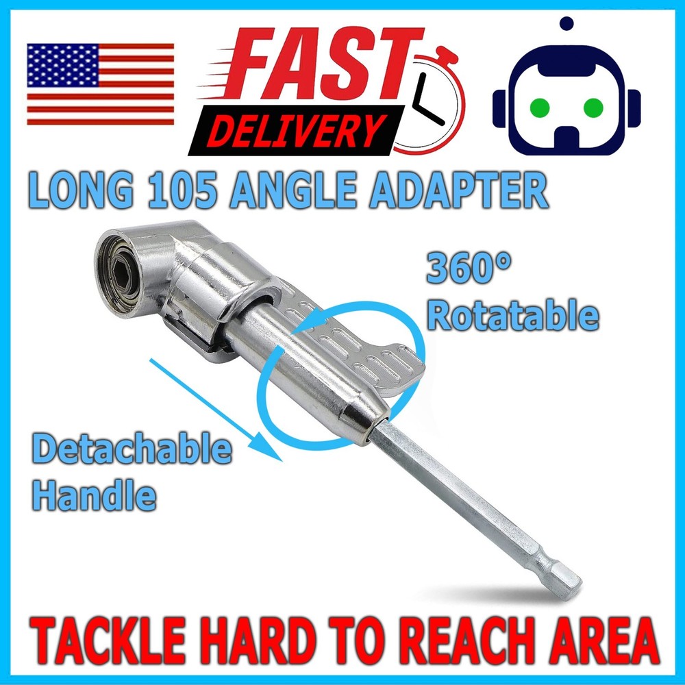 Long 105 Degree Right Angle Drill Socket Adapter Flexible Shaft Extension Bit