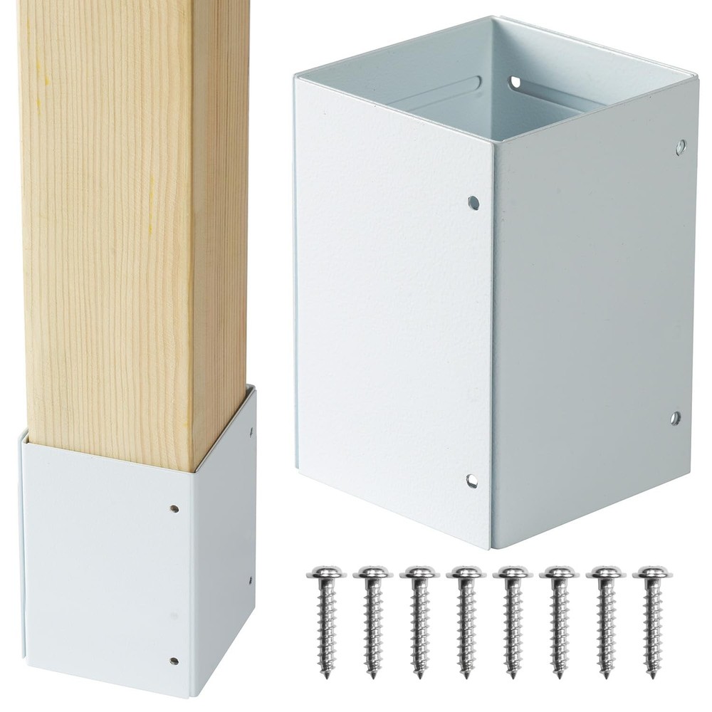 Wanhork 304 Stainless Steel Adjustable Post Protector (Range 3-6in), White