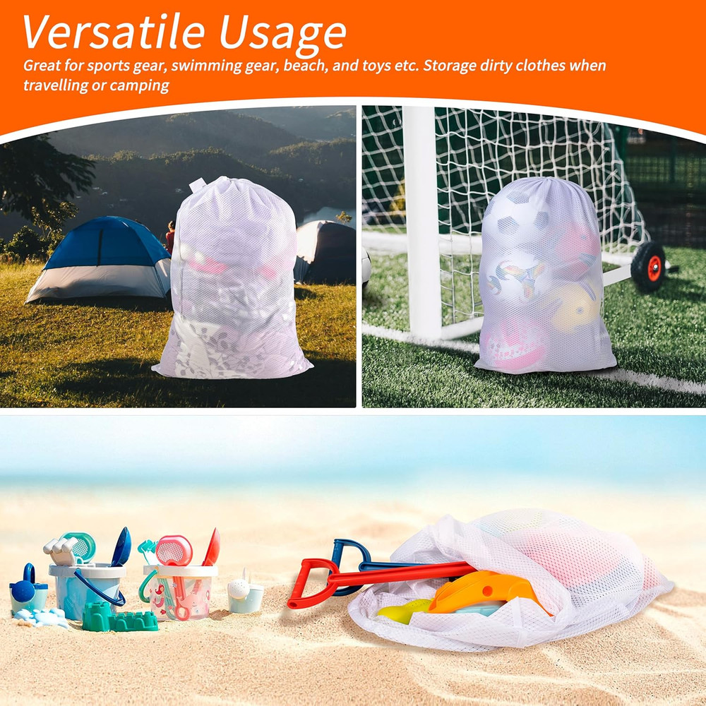 Extra Heavy Duty Large Diamond Mesh Laundry Bags with Drawstring Closure & ID...