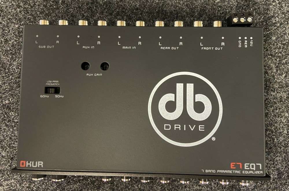 DB DRIVE OKUR E7 EQ7 7-BAND PARAMETRIC EQUALIZER 3 RCA OUTPUTS FRONT/REAR/SUB