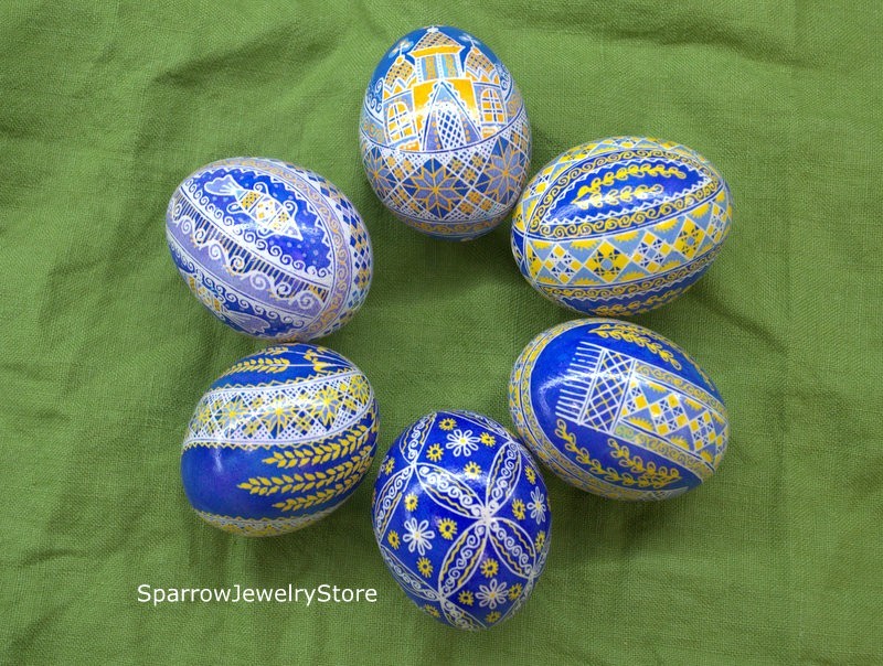 Handmade Easter eggs Easter ornaments Handpainted Easter decor Ukraine Pysanka