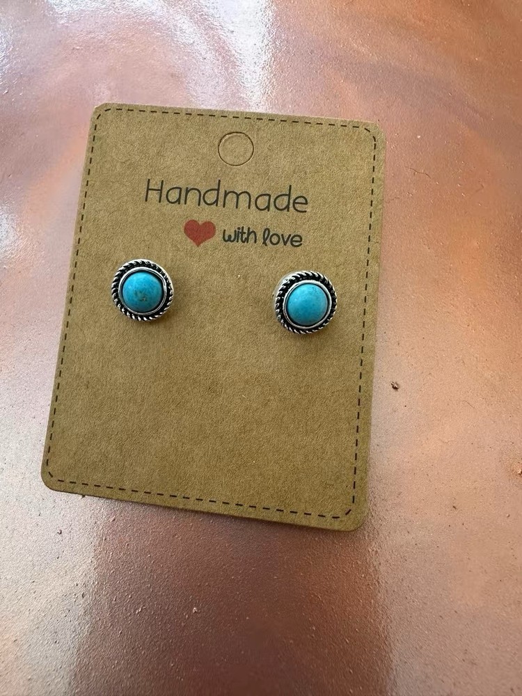 Western Boho, Turquoise And Silver Color Earrings