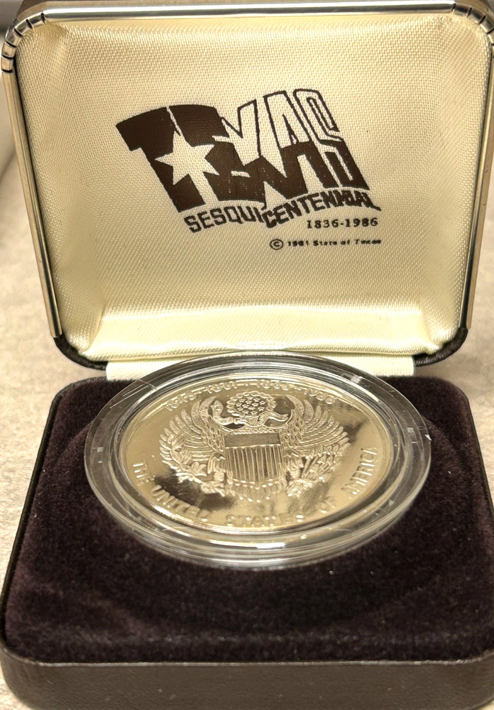 Texas Sesquincentennial Silver Round - Minted 1981 - Original Box & Pkg