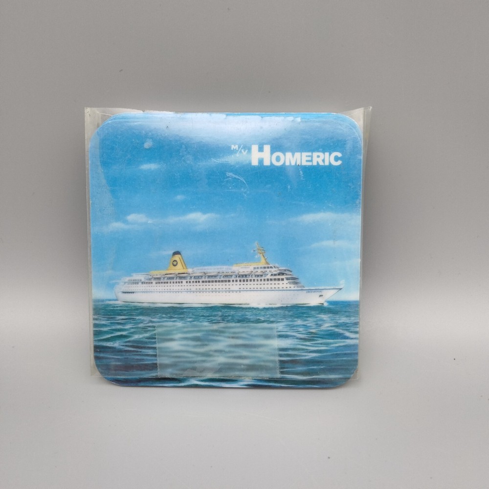 Homes Line M/V Homeric (1986) 2pc Coasters 3.5" Square Ceramic