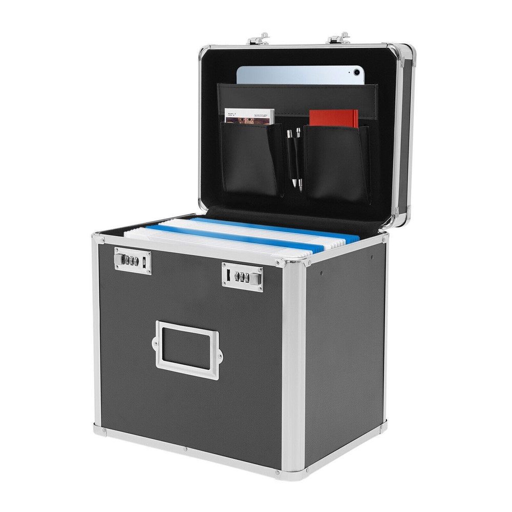 Portable Locking File Organizer Box for Home & Office Storage