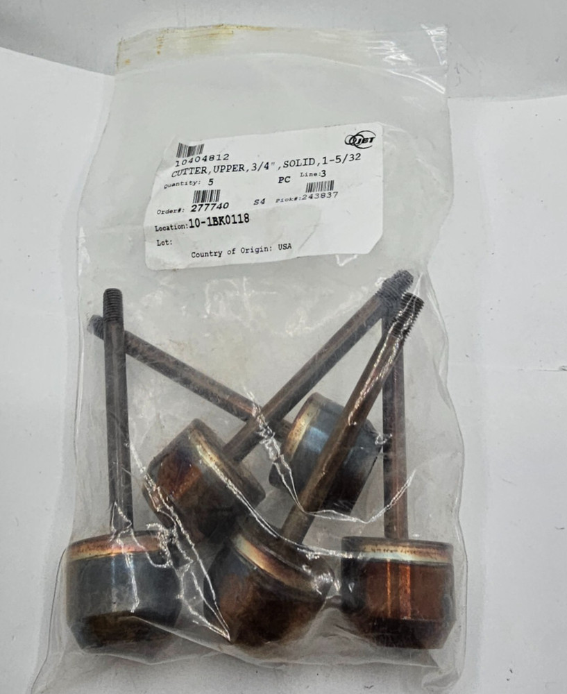 (QTY 5) JBT Cutter Upper 3/4 Solid, 1-5/32 10404812