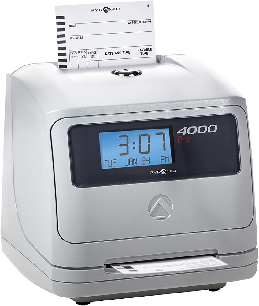 Pyramid Time Systems Model 4000 Auto Totaling Time Clock - 50 Employees