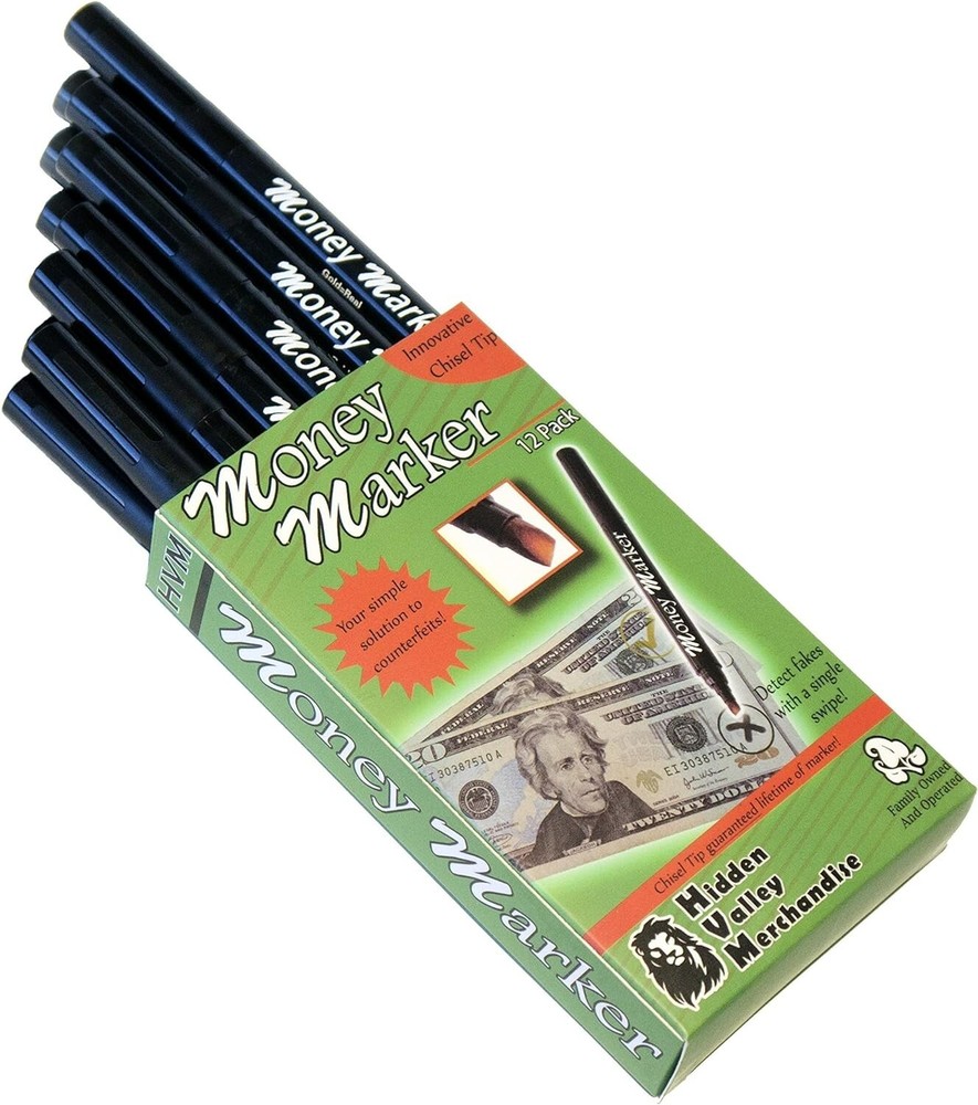 Chisel Tip Money Marker 12-Pack - Essential Counterfeit Bill Protection