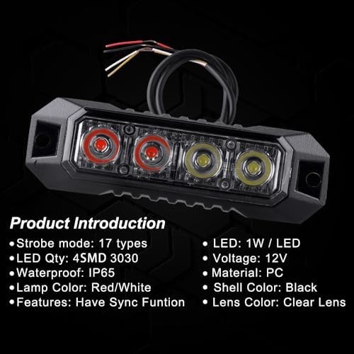 LED Grille Mount Emergency Strobe Lights Red White