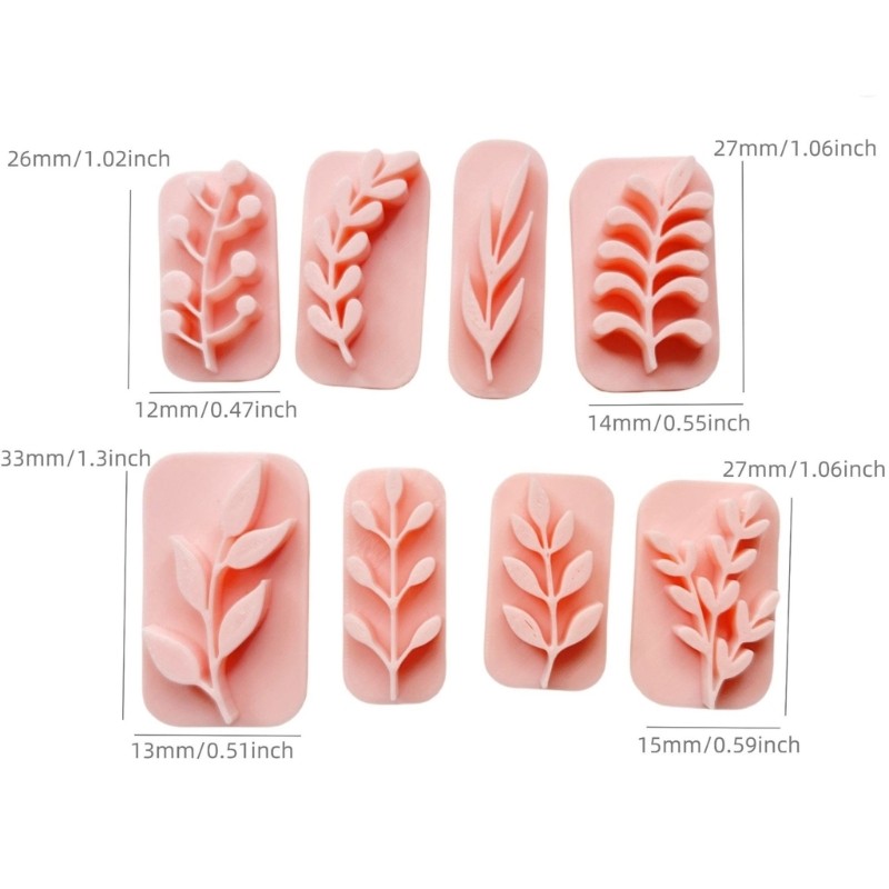 Pack Of 8 Sturdy Polymer Clay Leaf Accessory Molds For Creative Earring Design