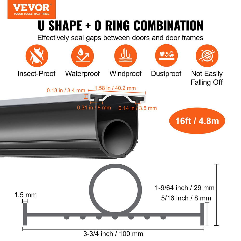Garage Door Seals Bottom Rubber, Black)