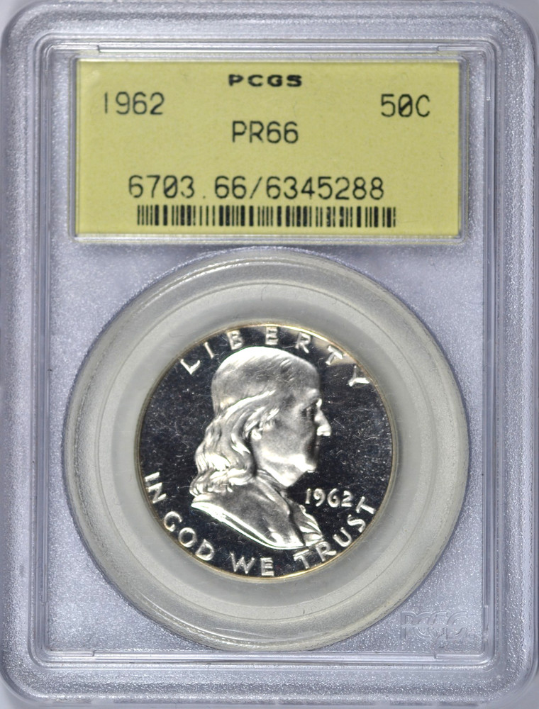 1962 FRANKLIN HALF DOLLAR PCGS PR66 OGH