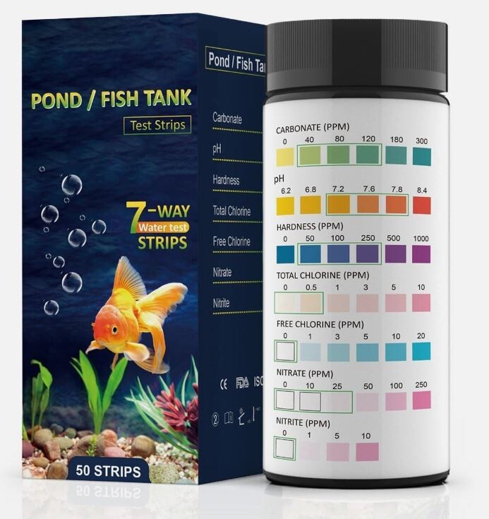 100pcs Fish Tank Test Strips 7-Way Aquarium Testing Kit A