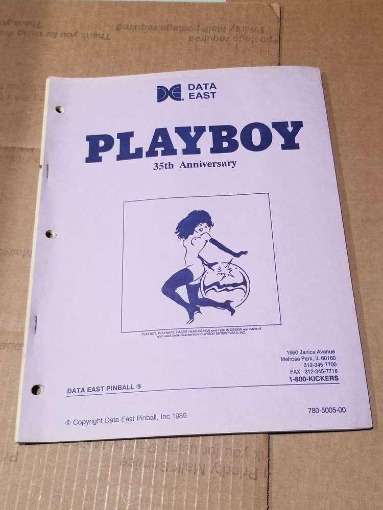 Data East Playboy Arcade Pinball Pin Ball Operations Manual Instructions