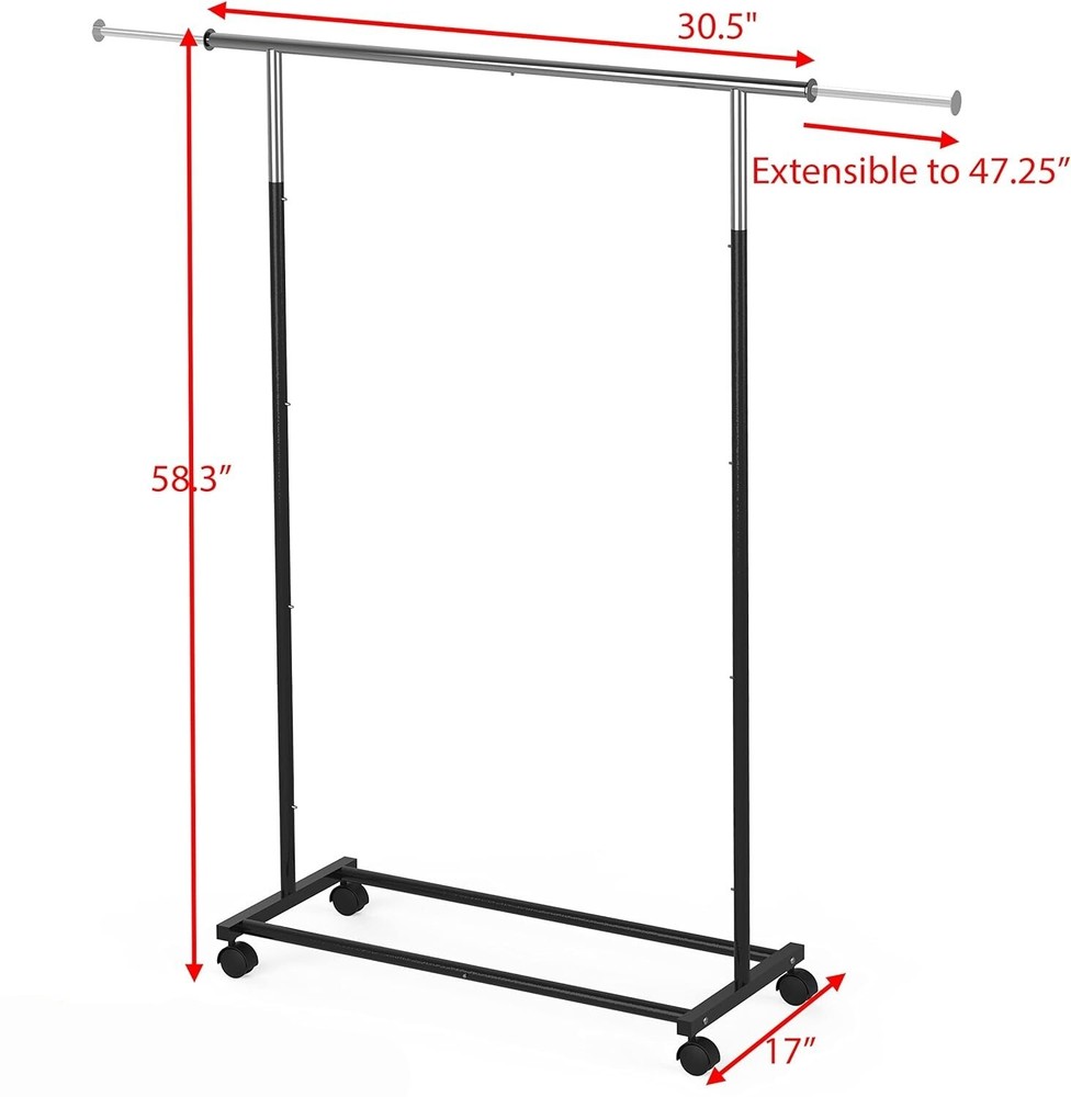 Perchero De Ropa Con Ruedas Ajustable Percha Independiente Para Prendas NUEVO US