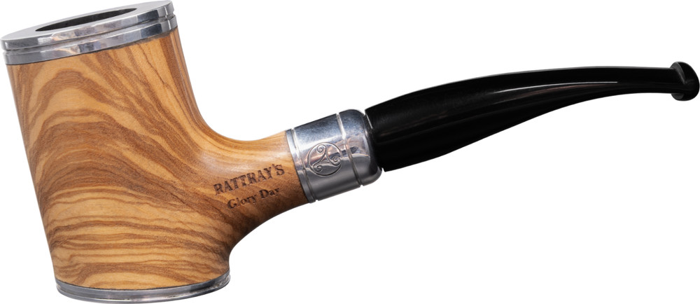 NEW !! RATTRAY'S GLORY DAY CAP HALF-BENT POKER 9MM SMOOTH OLIVE PIPE