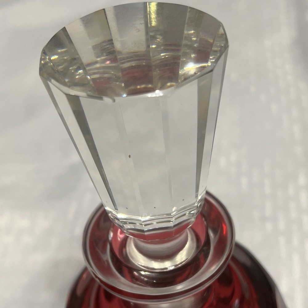 VINTAGE RUBY RED HEAVY CRYSTAL DECANTER- STUNNING!