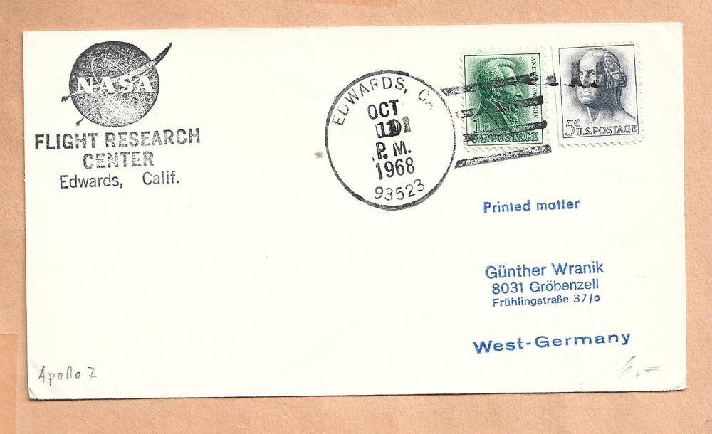APOLLO 7 LAUNCH OCT 11,1968 EAFB  SPACE COVER NASA