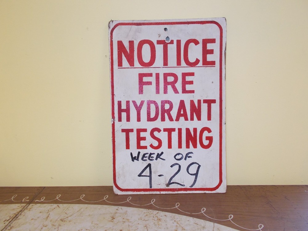 VGT WOOD FIRE HYDRANT TESTING SIGN FIREFIGHTING DEPARTMENT FIRE TRUCK