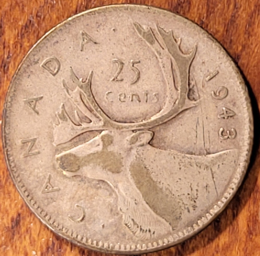 1943 Canada  25 Cent Silver  Coin   N217