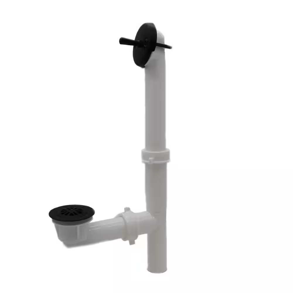 1-1/2 In. White Poly Tubular Trip Lever Drain Kit, Matte Black